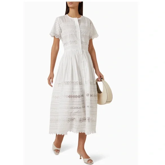 NWT Waimari Camila Lace Embroidered Maxi Dress in Pure White - Picture 2 of 13
